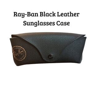 Ray-Ban Black Leather Sunglasses Case Snap Closure